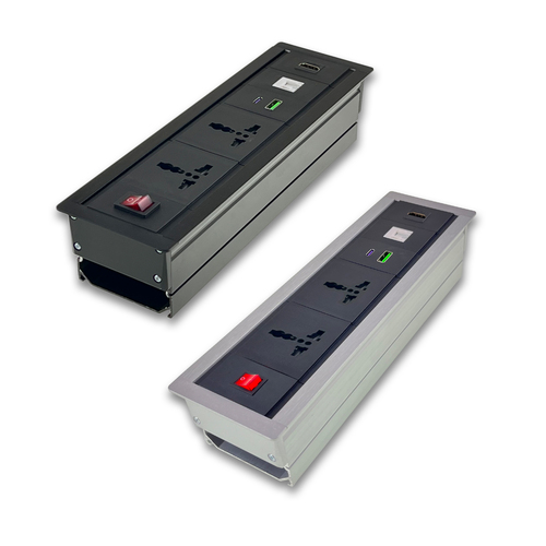 Surface Mount PDU 6 to13 Amp Universal Socket With HDMI And RJ45 Port USB Type C 30W PD Charging Port