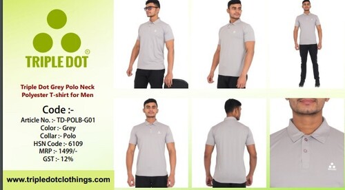 TRIPLE DOT GREY  POLYSTER T SHIRT