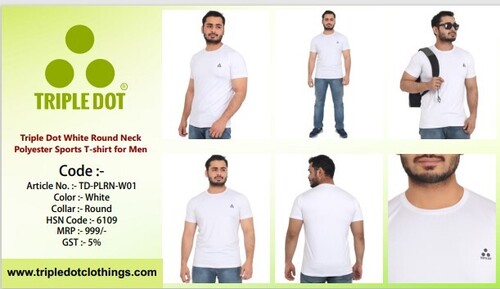 TRIPLE DOT  WHITE  ROUND NECK T SHIRT