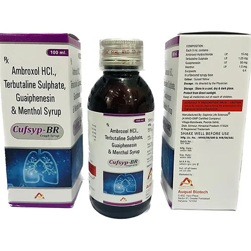 60 ML Ambroxol HCl Terbutaline Sulphate Guaiphenesen And Menthol Syrup