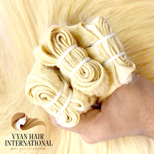 Wholesale 100% Brazilian Hair Blonde Machine Made Wig Natural Remy Bundle
