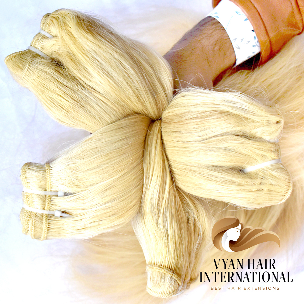 Wholesale 100% Brazilian Hair Blonde Machine Made Wig Natural Remy Bundle