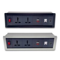 Surface Mount Pdu 6 To13 Amp Universal Socket With Hdmi And Rj45 Port Usb Type C 30w Pd Charging Port With Display