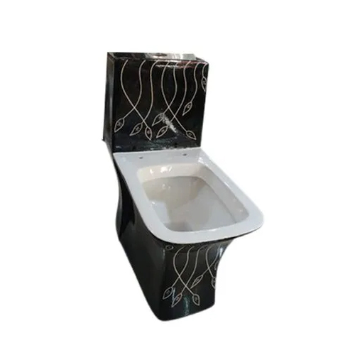 Black Printed English Toilet Seat