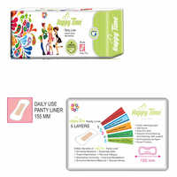 155mm Panty Liner Happy Time 25pcs - Cotton Material, Aliform Shape Design | Soft Breathable Top Surface, White Color For Adult Use