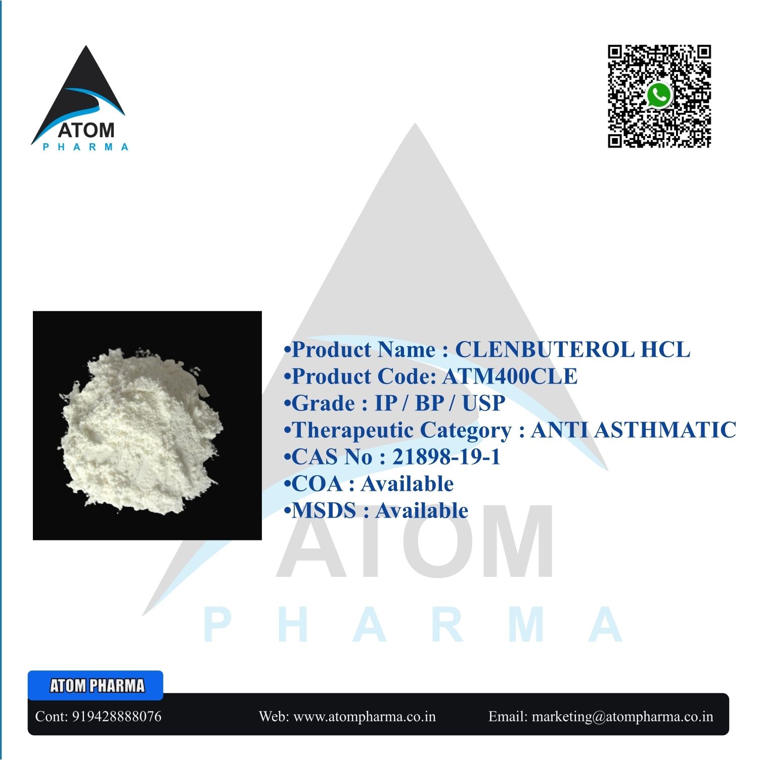 Clenbuterol HCl API Powder