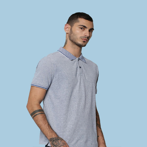 JACK AND JONES POLO NECK T SHIRT IN BLUE