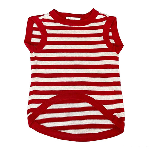 MP Dog Cotton T-Shirt - Large Size, Red & White Color | Machine Knit, Ideal Pet Apparel for Comfort and Style