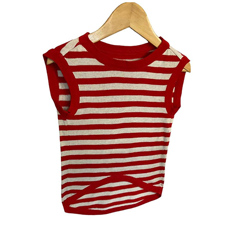 MP Dog Cotton T-Shirt - Machine Knit Large Size Red & White Color | Pet Apparel for Comfortable Outdoor Wear