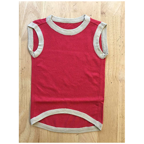 Cotton Dog T-shirt - Large Size Red & Cream | Machine Knit Pet Apparel