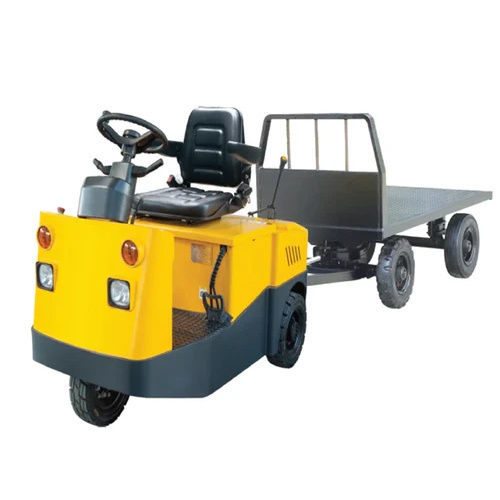 Yellow-black Electric Tow Truck With Towing Trolley