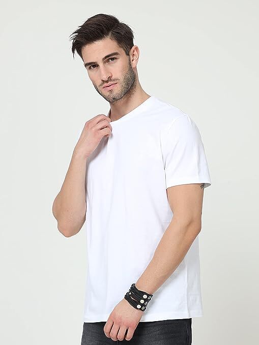 White Round neck Cotton T shirt