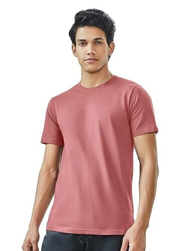 SALMON PINK ROUND NECK T SHIRT