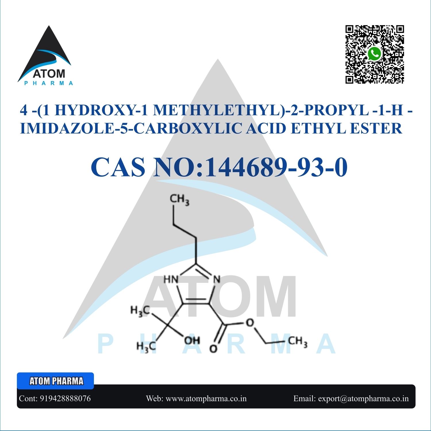 4 -(1 HYDROXY-1 METHYLETHYL)-2-PROPYL -1-H -IMIDAZOLE-5-CARBOXYLIC ACID ETHYL ESTER