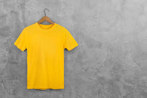 YELLOW ROUND NECK COTTON T SHIRT