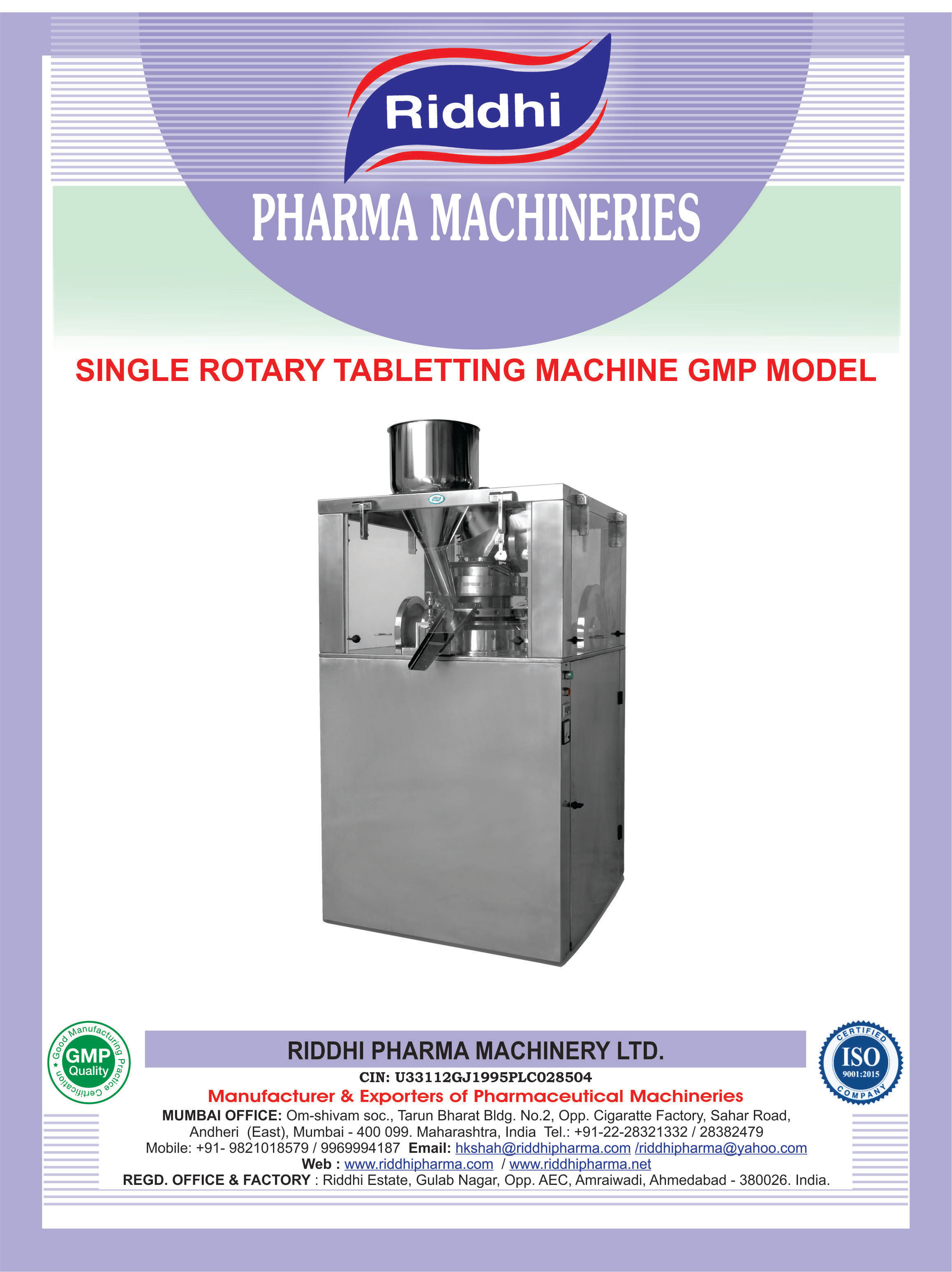 SINGLE ROTARY TABLET PRESS MACHINE