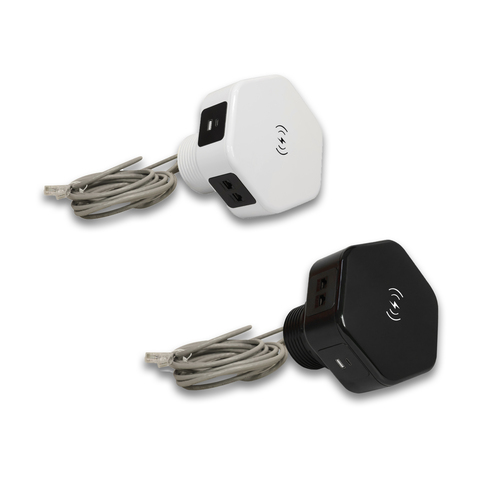 Hexad Power Console With 4 Uni Sockets 15 W Wireless Charger With 2 RJ-45 And 1 USB A With Type C 30 W MX-7013C