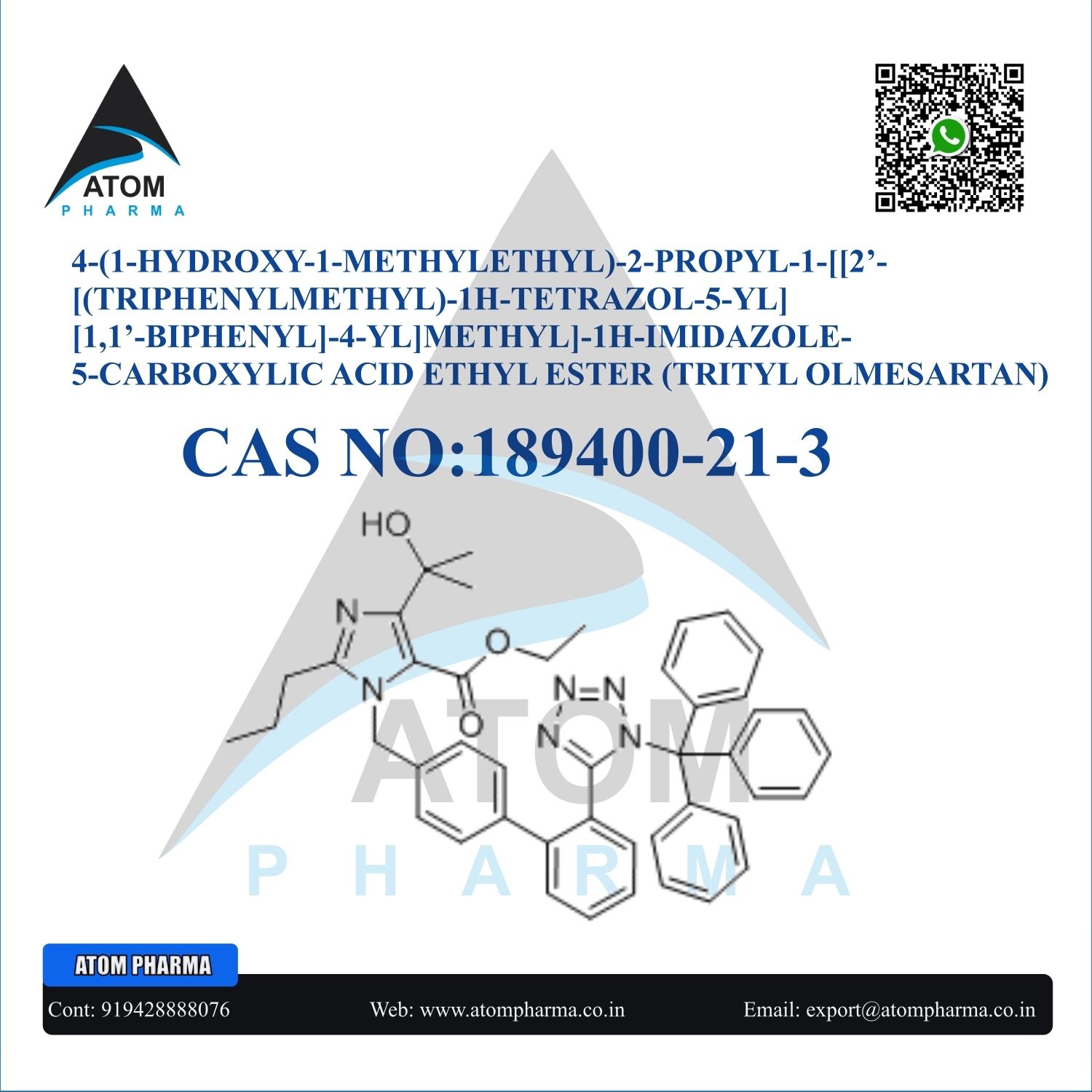 4 1 HYDROXY 1 METHYLETHYL  2 PROPYL 1  2 TRIPHENYLMETHYL  1H-TETRAZOL-5-YL  1 1  BIPHENYL  4 YL METHYL  1H IMIDAZOLE 5 CARBOXYLIC ACID ETHYL ESTER (TRITYL OLMESARTAN)