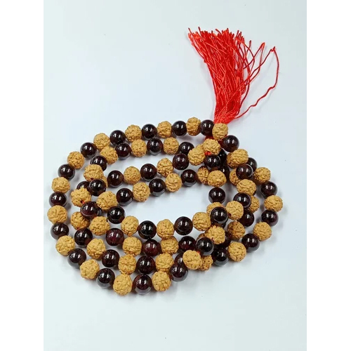 Rudraksha and Garnet Mala