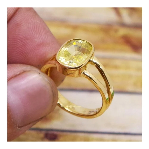 Divya Shakti Yellow Sapphire / Pukhraj Gemstone 22k Pure Gold Ring Natural  AAA Quality For Women - Divya Shakti Online