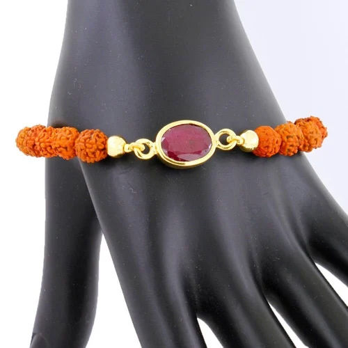 Rudraksh With Ruby Gemstone Bracelet - Occasion: Religious