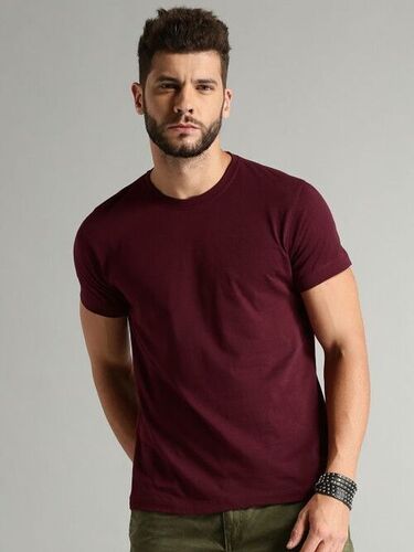 BURGANDY ROUND NECK T SHIRT