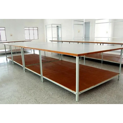 Garments Cutting Table - Color: White & Brown
