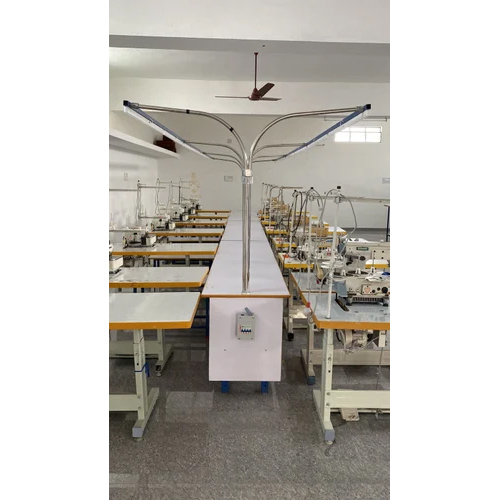 Line Production Table - Mild Steel and Wooden, 8x2 Feet | Modern Design, White and Blue Colors, Handmade Artwork, Ideal for Textile Industries, 1 Year Warranty