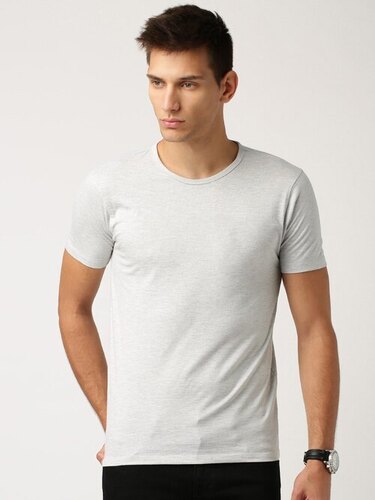 ECRU MELANGE  ROUND NECK T SHIRT