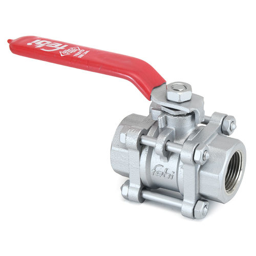 Three-Piece Ball Valve - Stainless Steel Material, Round Shape - Female Connection, Silver Finish