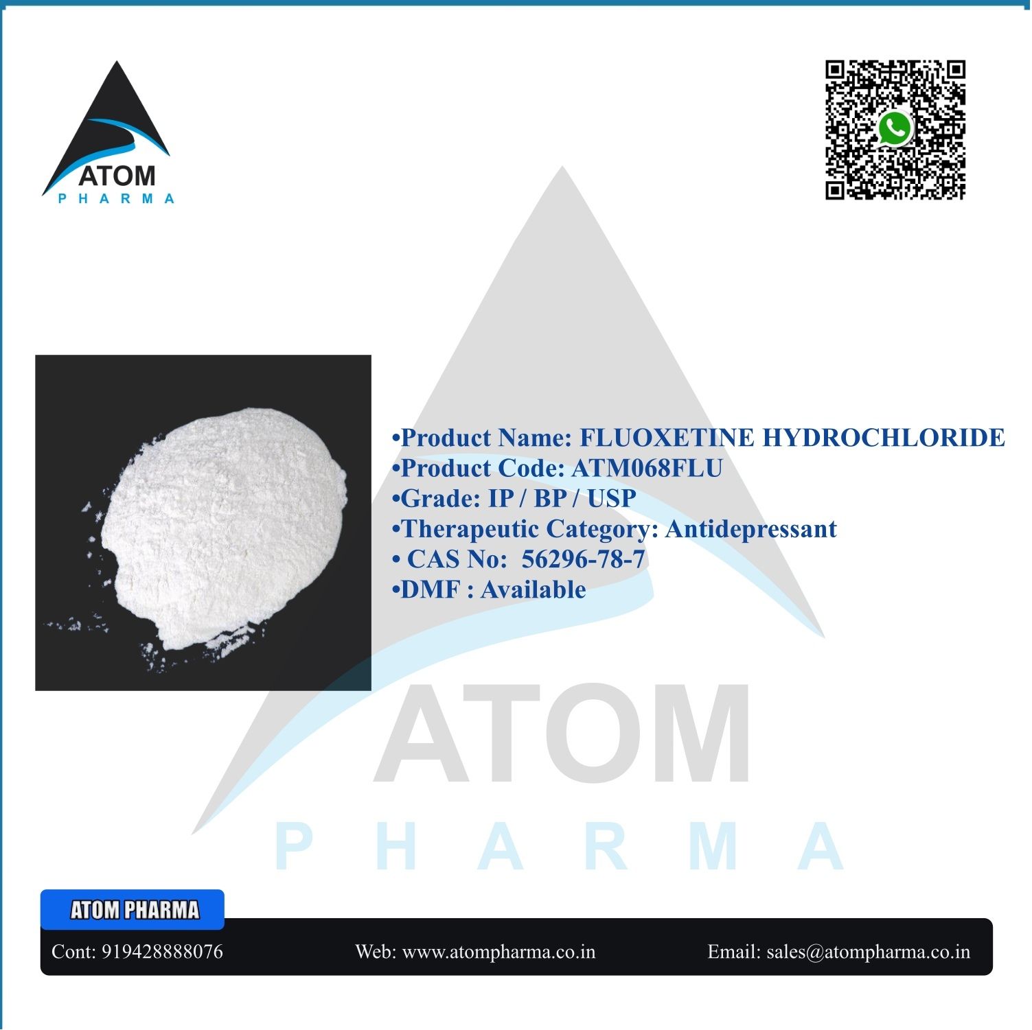 FLUOXETINE HYDROCHLORIDE API POWDER