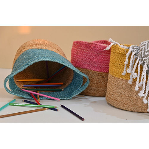 Handicraft Jute Multicolor Set OF 3 Multi Purpose Basket