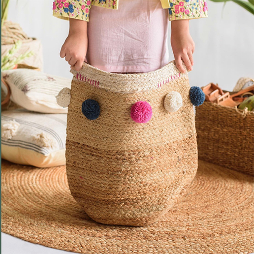 Handmade Jute Tassel Basket