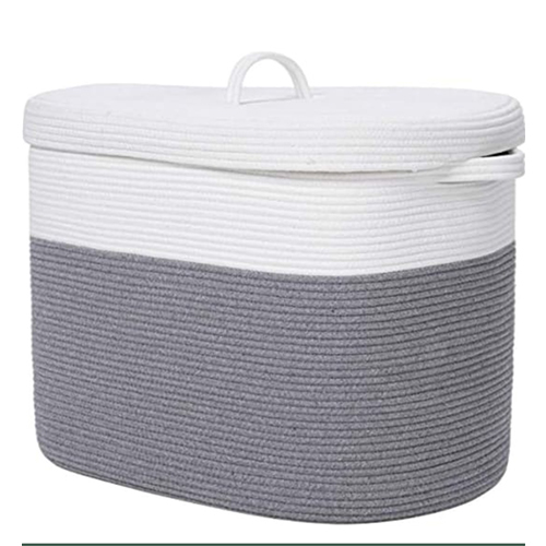 Rectangular Storage Organizer Foldable Cotton Rope Laundry Basket Cloth Storage Baby Bucket Hamper for Kitchen