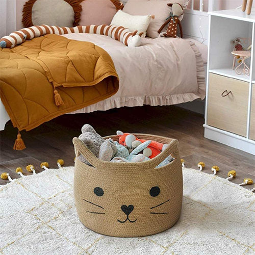 CAT Large Woven Jute Rope Storage Basket