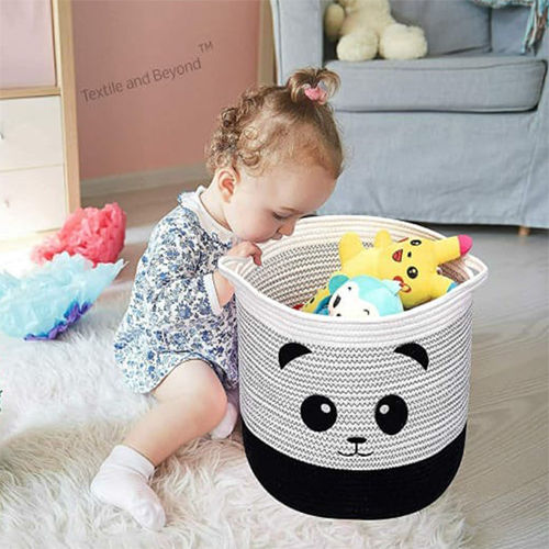 Foldable Boho Cotton Panda Organizer Basket