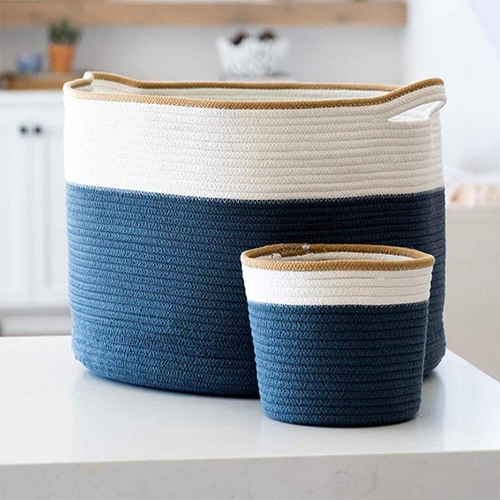 Kids Jute & Cotton Rope Baby Girl Laundry- Toy & Wardrobe Storage Basket – GWD Kids