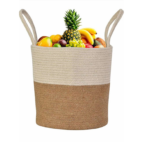 Pure Cotton and Jute Baskets Rectangular Online Round Designer Storage Baskets