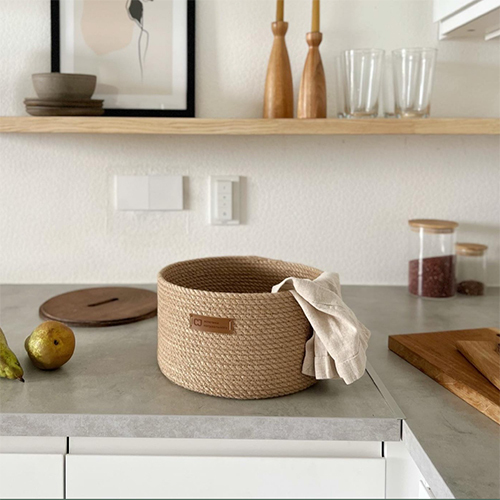 Mini Rope Storage Natural Cotton Handwoven Jute Shelf Basket For Home and Kitchen