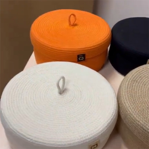 Decorative Cotton Baskets with Lids for Organizing Natural Cotton Rope