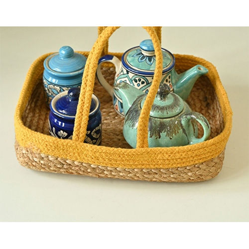 Rectangular Jute Cotton Dining Basket