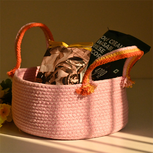 Circular Cotton Basket With Loops