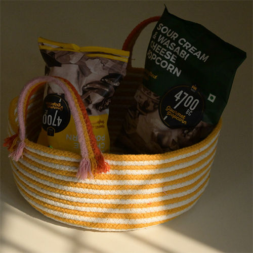 Circular Cotton Basket With Loops