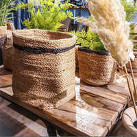Jute Plant Basket Is Designed For Setting Plants Pot