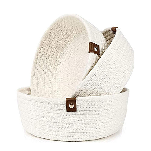 Mini Rope Storage Natural Handwoven Cotton Shelf Basket For Home And Kitchen