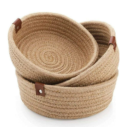 Mini Rope Storage Natural Jute Handwoven Jute Shelf Basket For Home and Kitchen