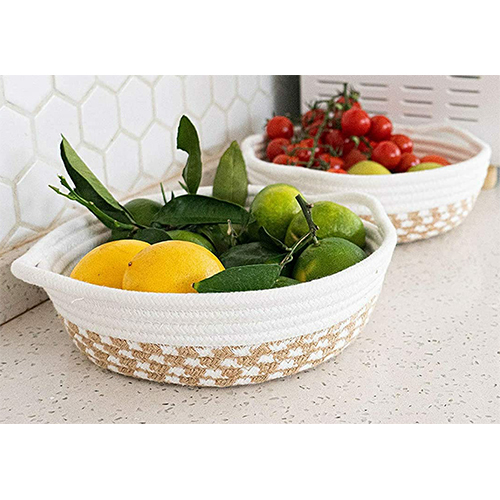 JUTE and Cotton Fruit basket organizer set of 2