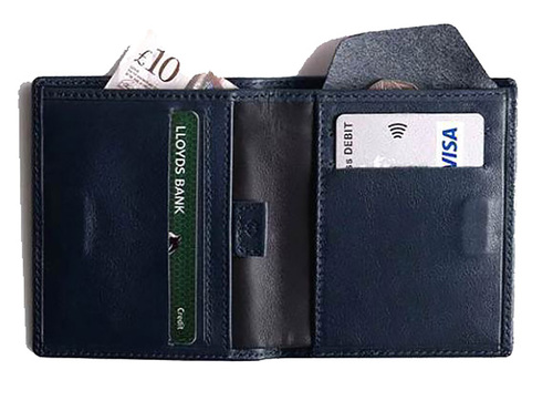 Leather Card Holder - 100% Genuine Leather, Slim Design with Credit and Currency Pockets, Elegant Stitching Details