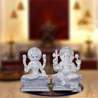 999 Hollow Silver Laxmi Ganesh Statue - Durable Eco-friendly Design | Indian Artisan Style, Hinduism Theme, Symbol Of Prosperity