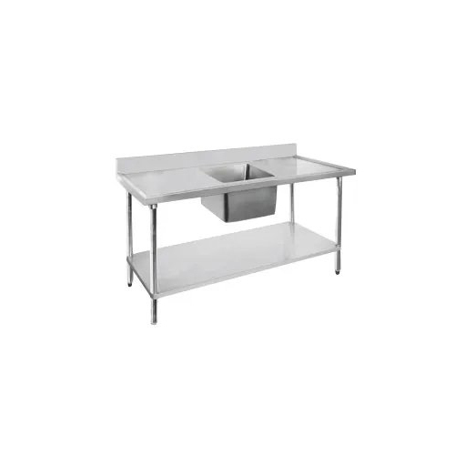 Ss Sink Unit With Table - Stainless Steel, Rectangle Shape, Gray Color | Ideal For Hotels And Restaurants, 1-year Warranty